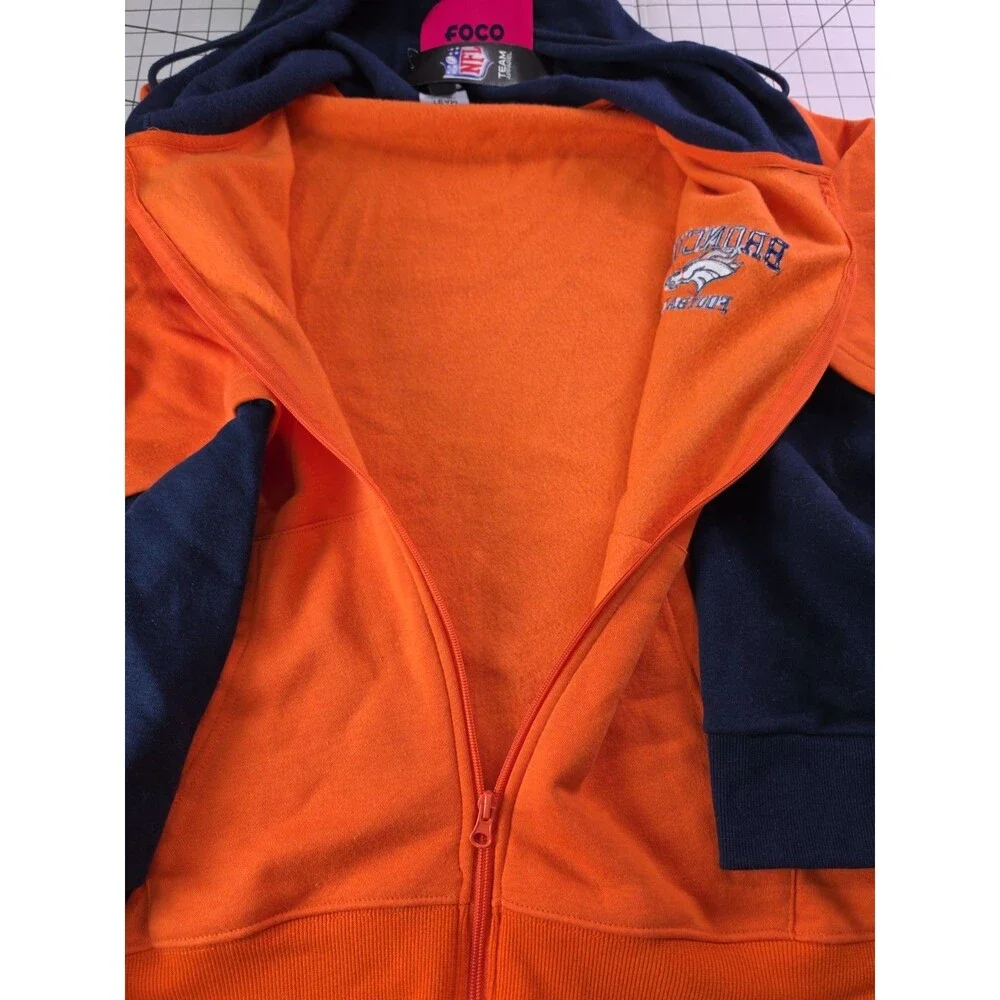 Denver Broncos Football NFL Team Apparel FOCO Orange Full Zip NWT XL